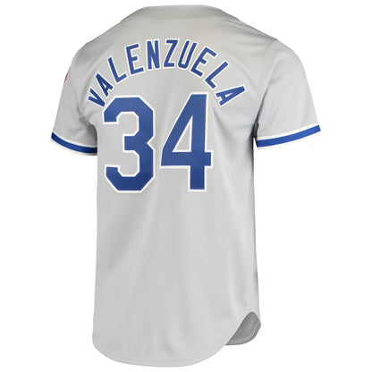 Men's Los Angeles Dodgers Fernando Valenzuela Mitchell & Ness Gray Road 1981 Cooperstown Collection Authentic Jersey