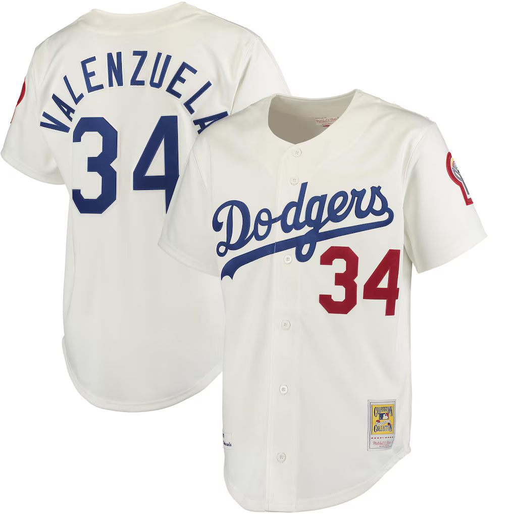 Men's Los Angeles Dodgers Fernando Valenzuela Mitchell & Ness Gray Authentic Jersey